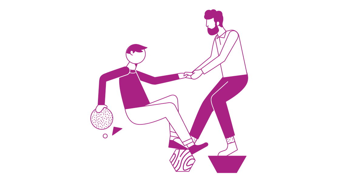 A person helping a stressed colleague